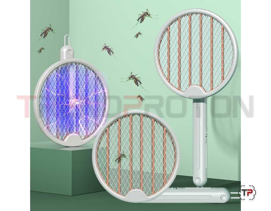 Raquete Mata-Insetos Dobrável Recarregável