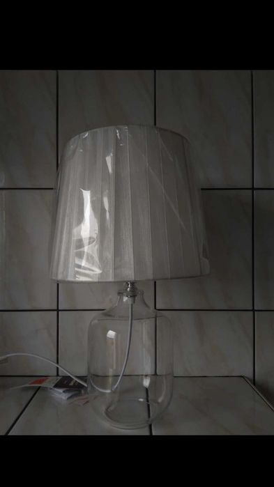 szklana lampa lampka nocna glamour
