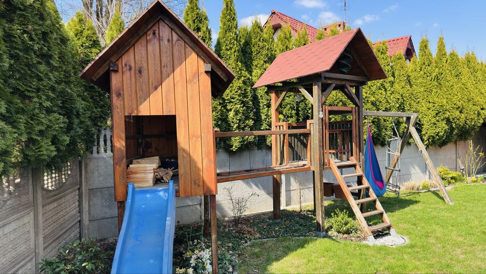 Domek drewniany, plac zabawa, małpi gaj, dla dziecka