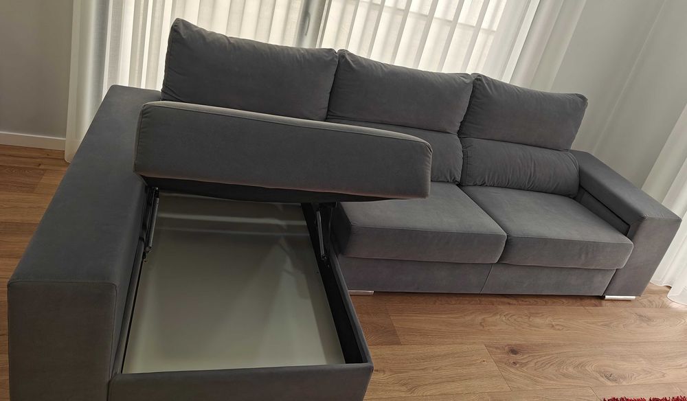 Sofá Luna 3 lugares + chase esquerda Cinza