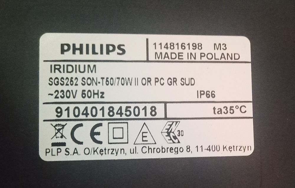 Oprawy uliczne Philips Iridium SGS 252/452 70W