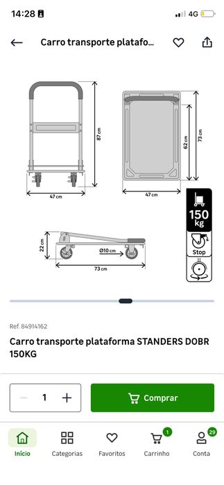 Carrinho de carga 150kg