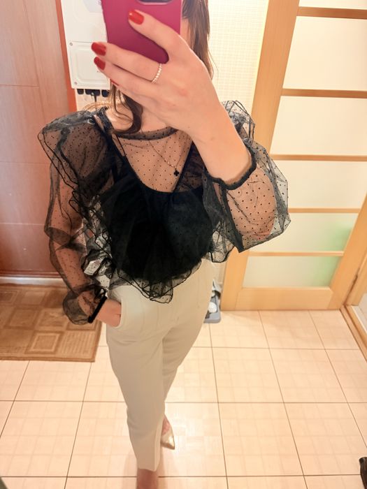 Нова трендова прозора блуза, сітка, горох