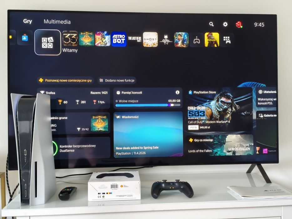Zestaw Marzeń dla Gracza: PS5 z napędem (CFI-1216A) + TV LG OLED 55" B4 120Hz HDMI 2.1