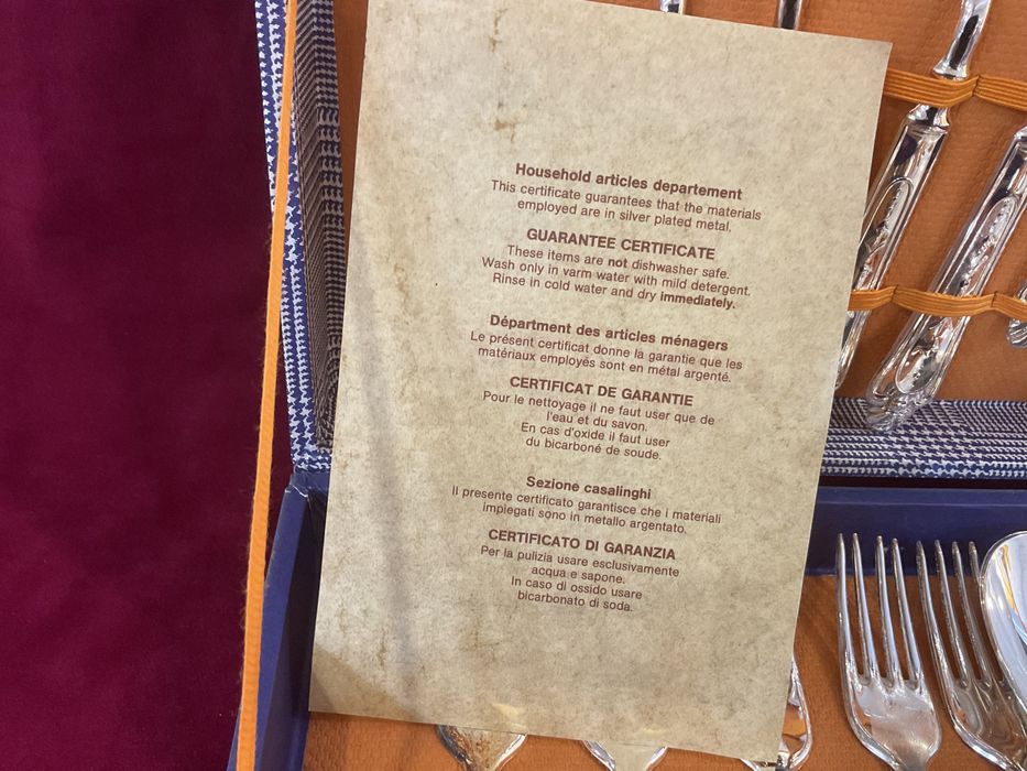 Serviço de talheres italiano banhado a prata 48 peças