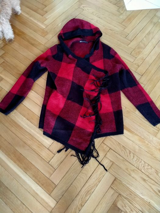 Kardigan  z Kapturem Trencz ,Sweter narzutka dzianina  oryginalny L/XL