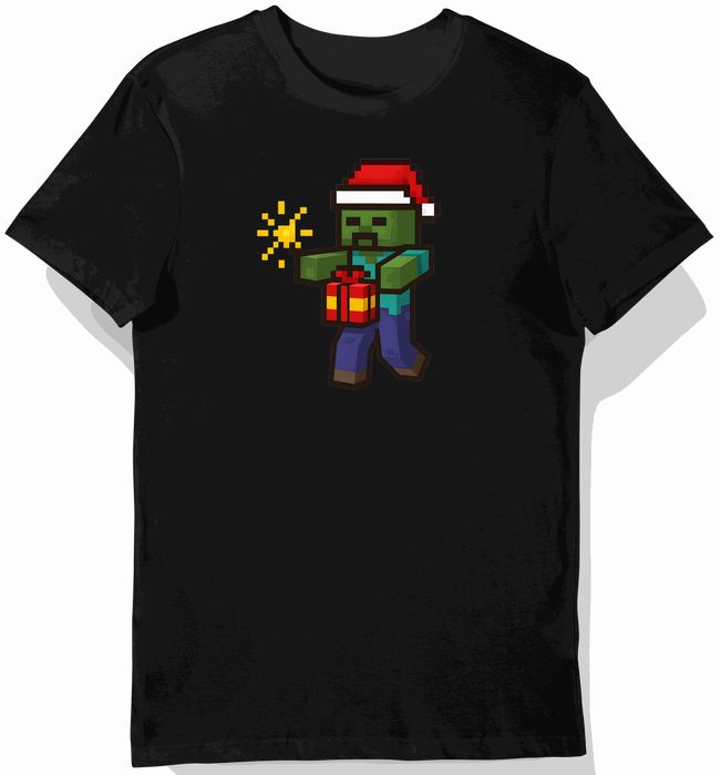 Koszulka dziecięca czarna – Świąteczne minecraft prezent święta 128