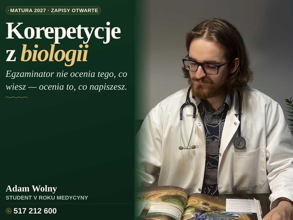 Korepetycje z biologii - student V roku lekarskiego | Matura Biologia 2027 - Online