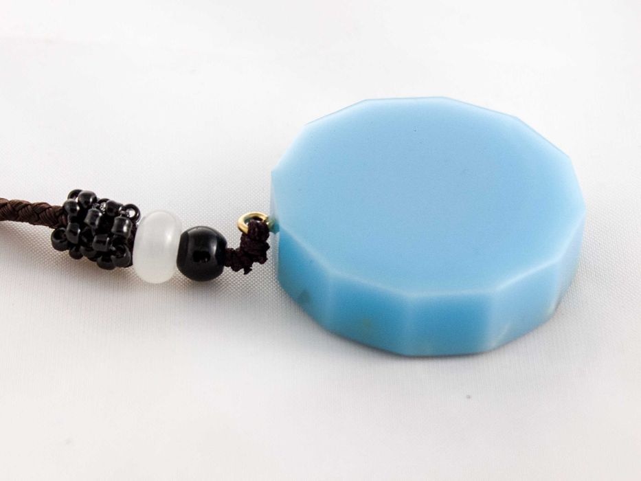 Piękny Błękitny Naszyjnik Amulet Amazonit Topaz Oko Horusa Prezent