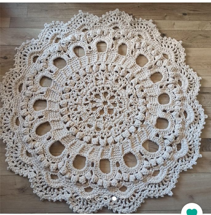 Dywan ze sznurka ciężki gruby 135cm ECRU efekt 3d Hand Made