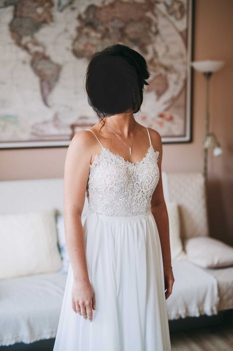 Suknia ślubna Boho, Ivory rozm. S / 34 / 36. Szyta na miarę.