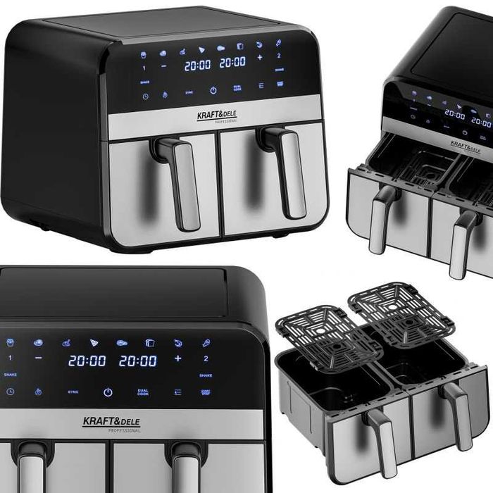 FRYTKOWNICA PODWÓJNA beztłuszczowa AIRFRYER 9L 2500W 2 komory KD4180