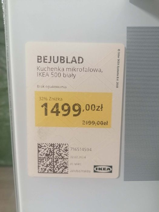 Zupełnie nową mikrofalówka biała z funkcją pieczenia Ikea bejublad