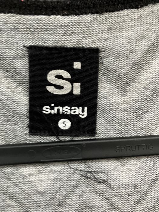 Modny, uroczy, czarno-szary kardigan, S/36, Sinsay, poliester/elastan