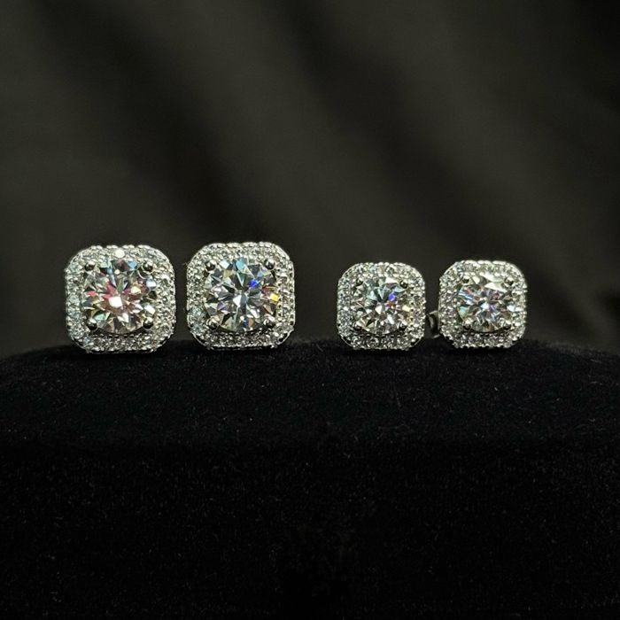 Сережки з муассанітами 1 та 2 ct