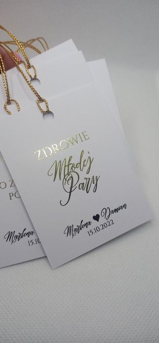 Zawieszki na alkohol złocone, wesele