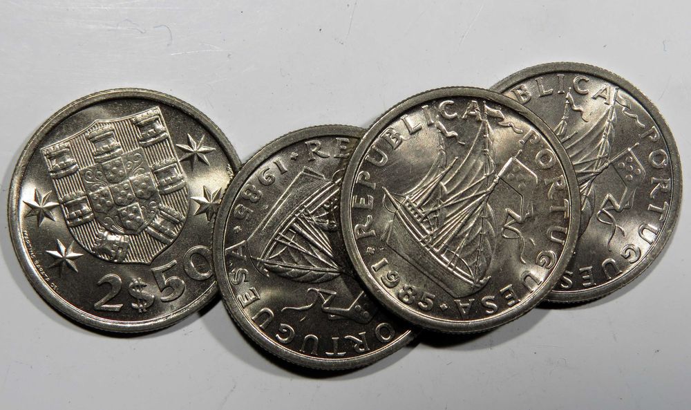 Moedas Republica - 2$50 1974 75 76 77 78 79 80 81 82 83 84 85 - NOVAS DE ROLO - Só 1€ cada