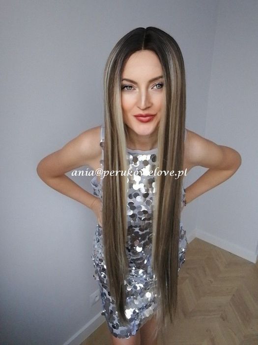 Peruka lace front blond ombre pasemka mega długie włosy jak naturalne