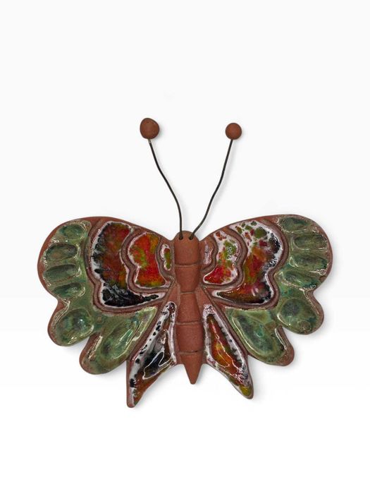 Borboleta Decorativa em Cerâmica Vidrada – Assinada “ALVES / 14”