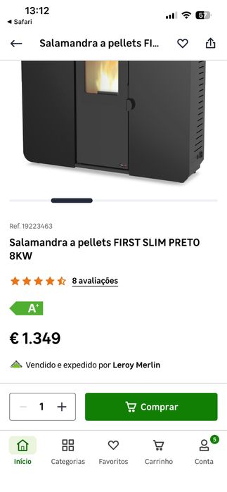 Salamandra pellets, slim first preto 8kw