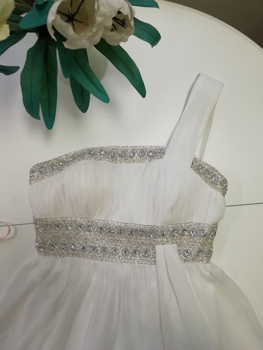 Вечірня, весільна сукня з шифону, вишита бісером, стеклярусом, каміння