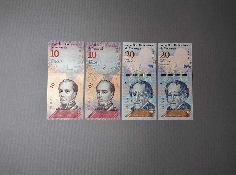 Banknoty świata - Wenezuela boliwary 2, 5, 10, 20 x2, zagraniczne, UNC
