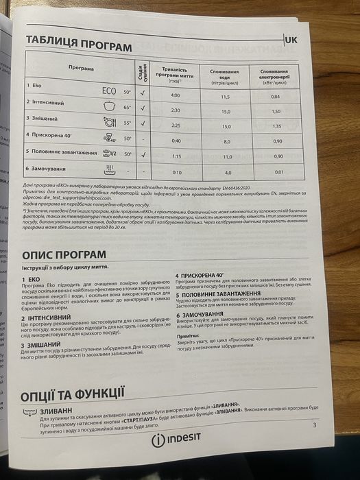 Посудомийна машина INDESIT