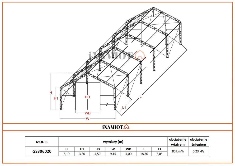 Hala namiotowa 9x18m wysoka 6m PVC 900g magazyn garaż