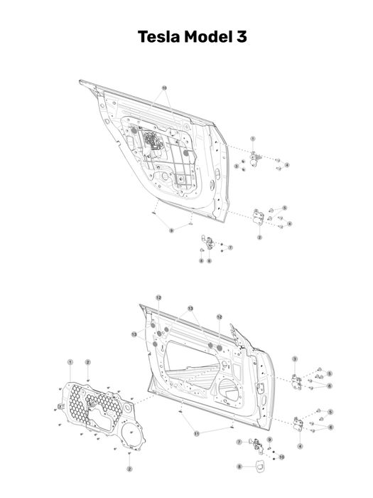 Обмежувач дверей, ограничитель двери, петли/завіси Tesla Model 3/Y