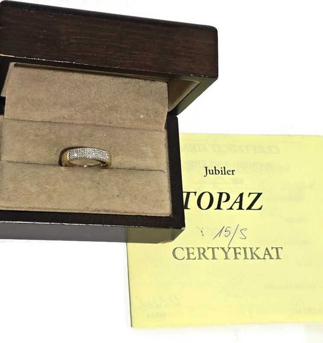 Złoty Pierścionek z diamentami 585/2,88g R15 Certyfikat