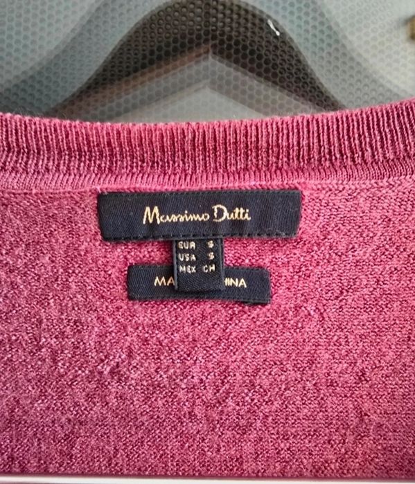 Sweter wełniany Massimo Dutti r.S burgund merino