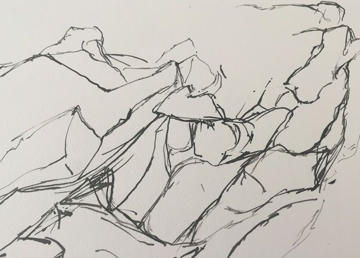 Desenho a tinta da artista Christine Piot