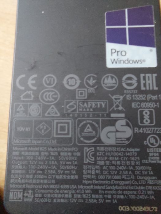 Зарядка до Microsoft Surface 1625 12V 2.58A 35W