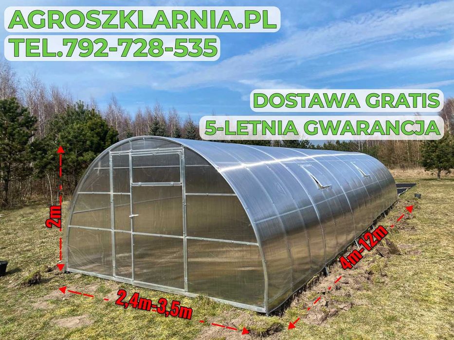 Szklarnia poliwęglan 4mm/6mm 2,4x4m,3x4,3x6m,3,5x6m itd Dostawa Gratis
