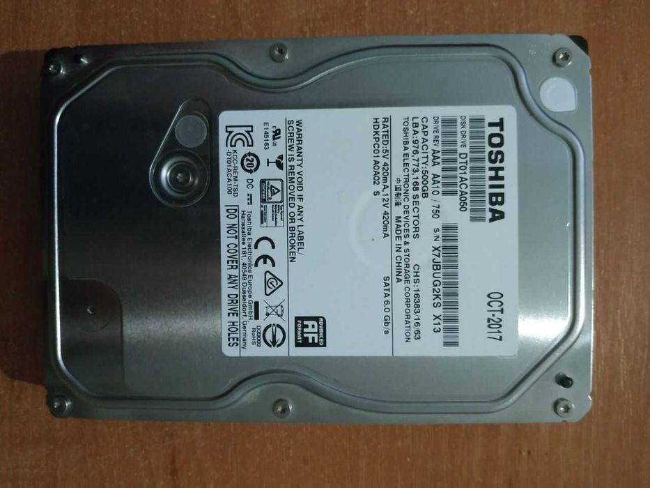 Продам жесткий диск HDD 500 gb Toshiba ( 10-2017)