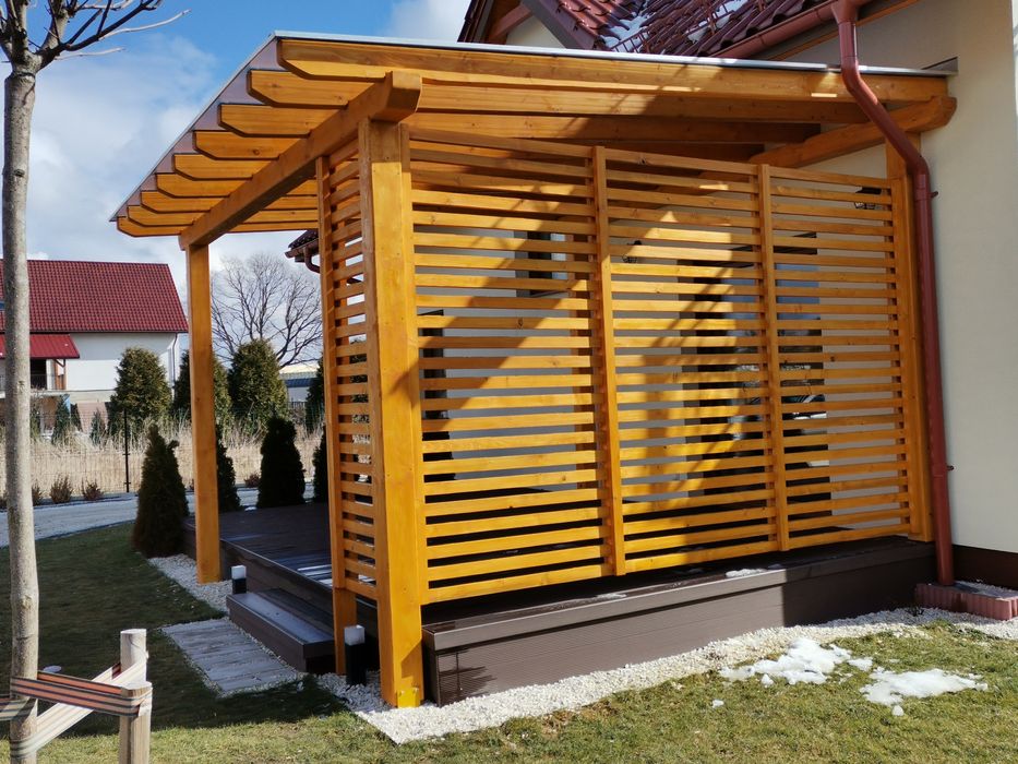 Pergola, taras, zadaszenie, poliwęglan komorowy