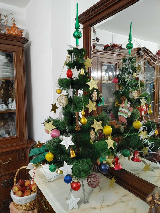 Pinheiro de natal 90cm com bolas e enfeites de natal