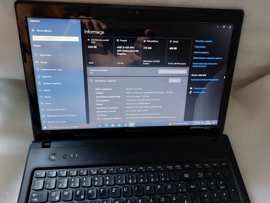 Lenovo G575 AMD E-450. Grafika Radeon HD 6320