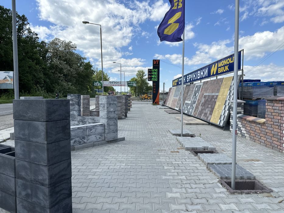 Мегаблок модульний, цегла на паркан, ворота, бруківка