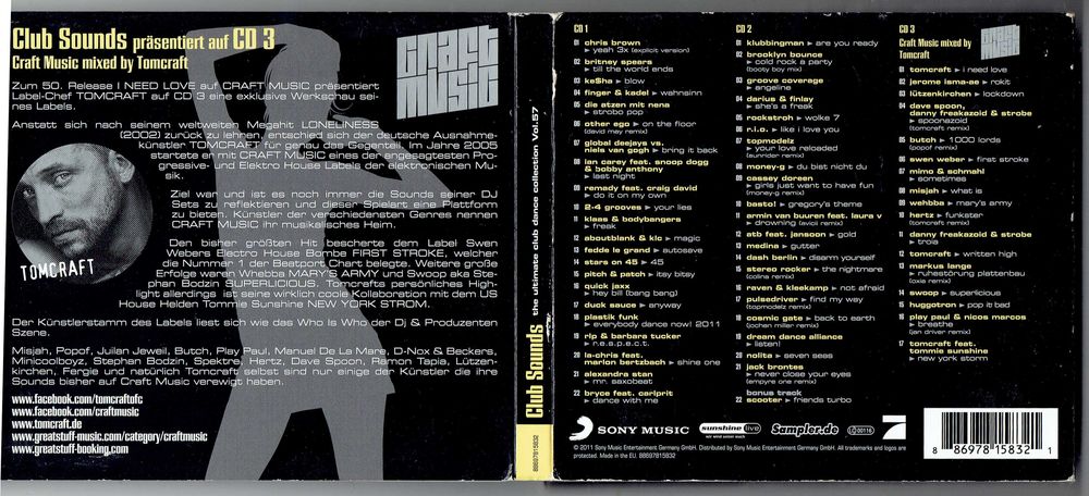 CD Club Sounds Vol.57 Scooter Armin Van Buuren Brooklyn Bounce 3CD