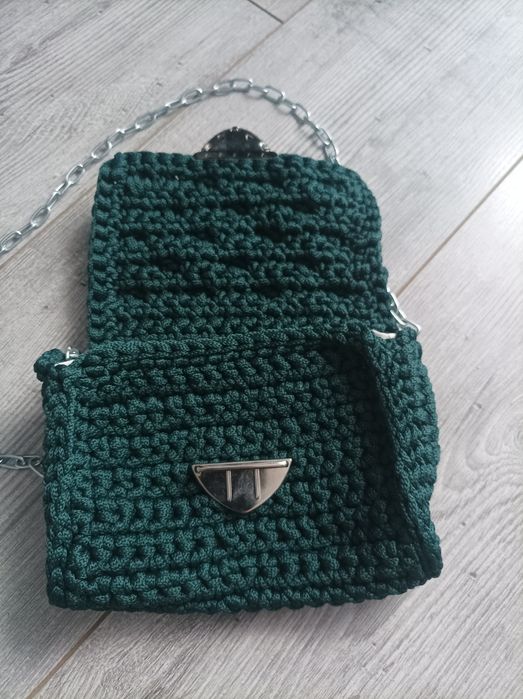 Torebka handmade butelkowa zieleń