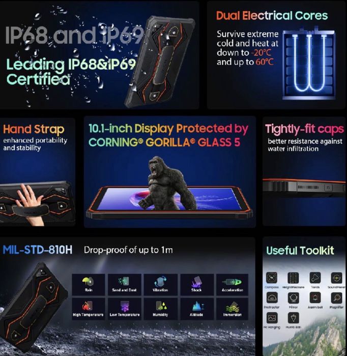 Планшет Oscal Spider 8 LTE 8/128GB Black-Orange емкость – 13000 mAh