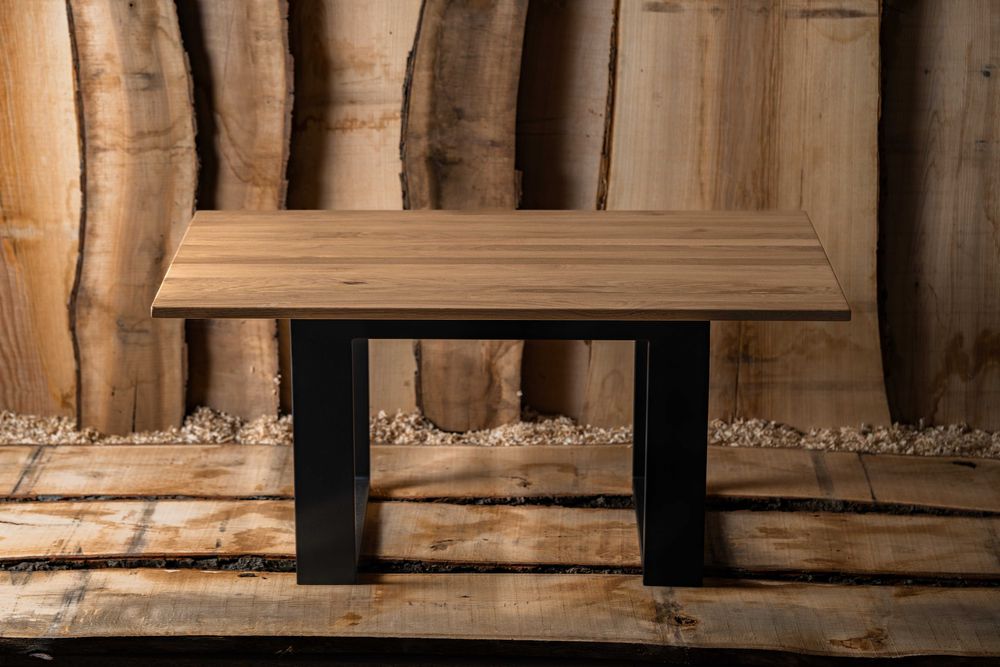 Stolik Kawowy Blat Dębowy Lite Drewno Ława do Salonu na Wymiar Dąb