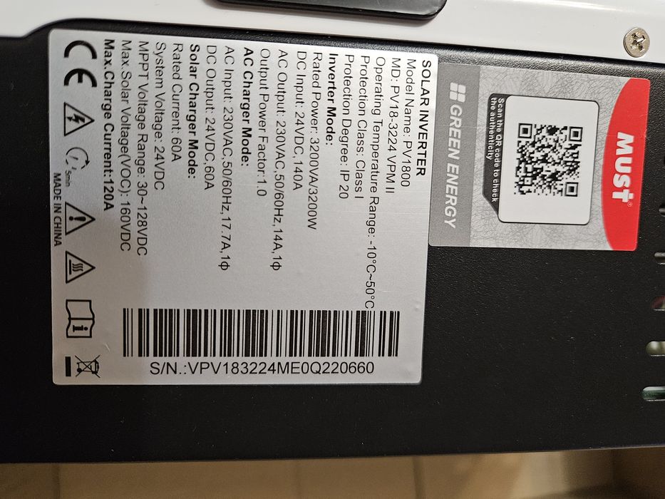 Гібридний інвертор 3.2 кВт 24 В Must