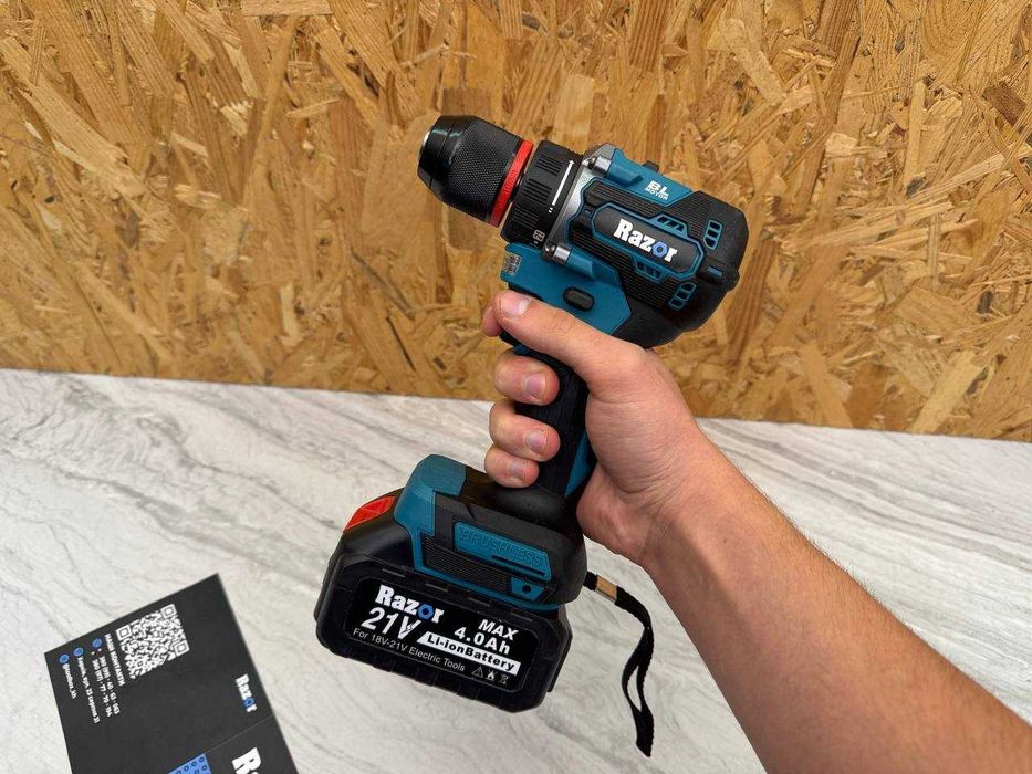 10mm Безщітковий Шуруповерт Razor BL60 60Нм + Акб 4.0Ah + Зарядка