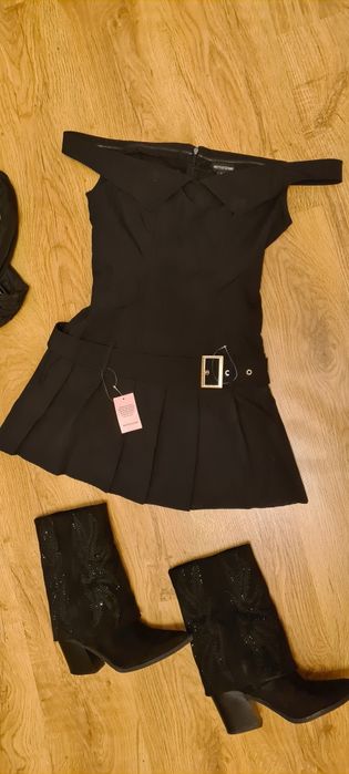 Sukienka S Pretty Little Thing Czarna Plisowana