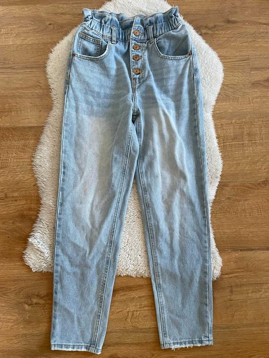 Redial 34 xs spodnie wysoki stan na guziki high waist jeansy