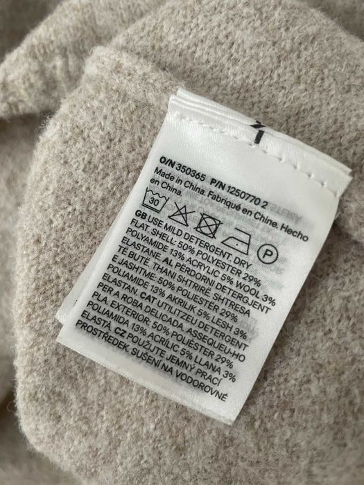 H&M sweter beżowy melanż oversize z włosem wełna S 36 M 38