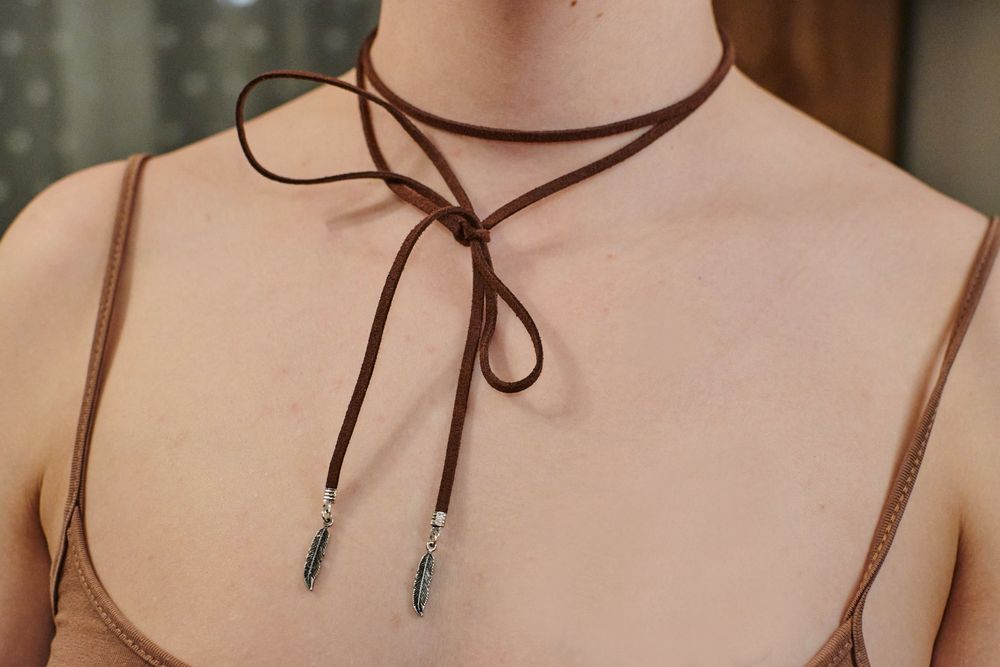 Choker naszyjnik zestaw z perłą rzemyk