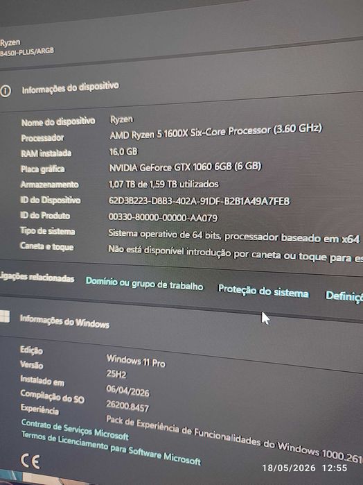 Pc Gaming Ryzen 7 GTX 1060 6GB